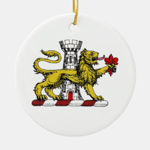 Leeuwen Toren Fleur de Lis Kam Embleem C Keramisch Ornament