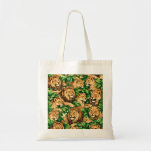 Leeuwen Trots in Weelderig Jungle Bladpatroon Tote Bag