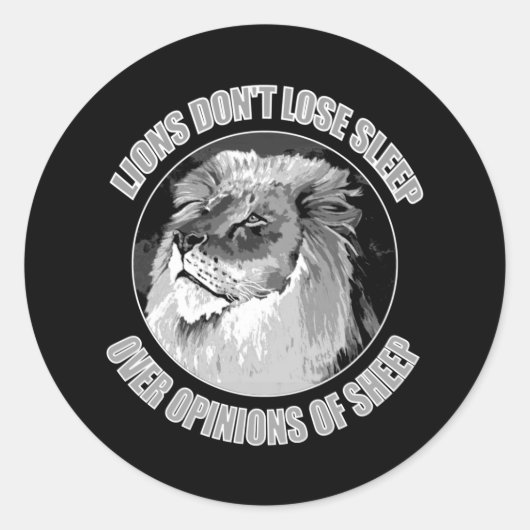 Leeuwen verliezen niet de mening van schaap ronde sticker (Voorkant)