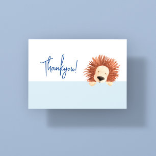 Leeuwenbaby Blauw 1e Verjaardag Bedankkaart