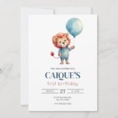 Leeuwenballon eerste verjaardag 1e verjaardag kaart (Voorkant)