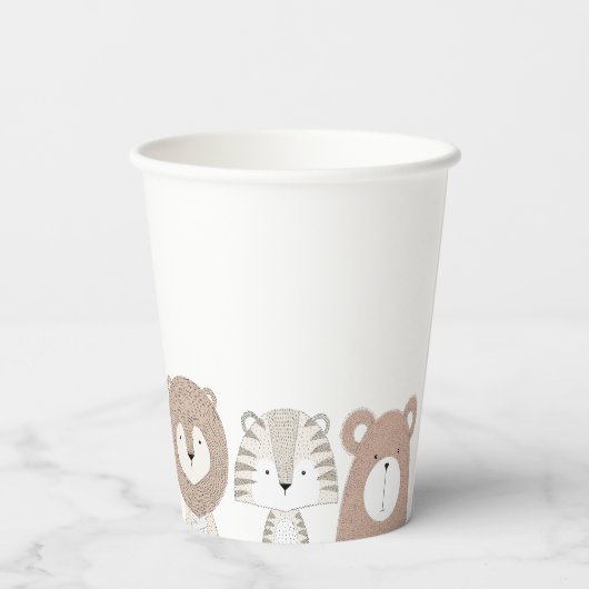 Leeuwengigers en Beren Dierlijk Baby shower Papieren Bekers (Achterkant)