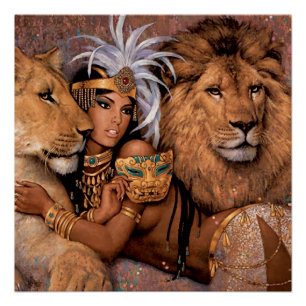Leeuwengodin Egyptische Prinses Poster Perfect Poster
