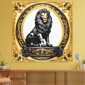 Leeuwengoud en zwart sier lijst canvas afdruk (Insitu (Woonkamer))