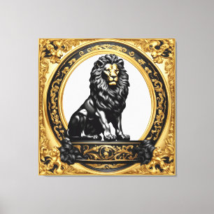 Leeuwengoud en zwart sier lijst canvas afdruk