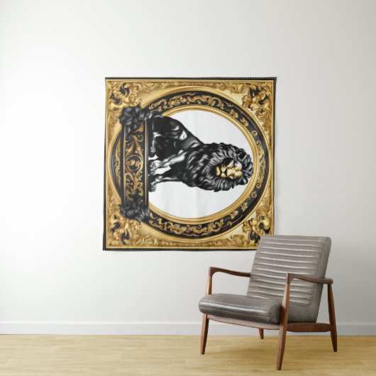 Leeuwengoud en zwart sier lijst wandkleed (In Situ (horizontaal))