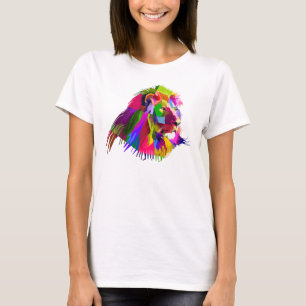 Leeuwenhoofd geometrisch prismatisch ontwerp t-shirt