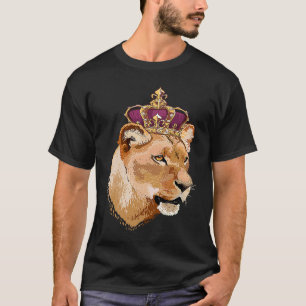 Leeuwenkoningin Grote Kat Gekroonde Leeuwin Famili T-shirt