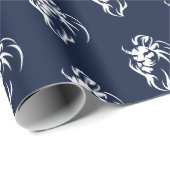 Leeuwenkop, marineblauw cadeaupapier (Rol Hoek)