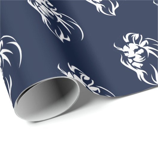 Leeuwenkop, marineblauw cadeaupapier (Rol Hoek)