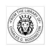 Leeuwenkop met kroon Bibliotheek Boeknaam Zelfinktende Stempel (Design)