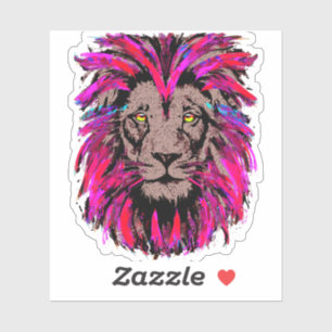Leeuwenkop sticker - Roze leeuw sticker