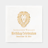 Leeuwenkop Verjaardagsfeest Viering Naam Datum Folie Servetten (Voorkant)