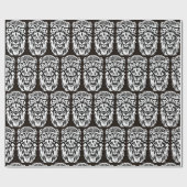 Leeuwenkop zwart-wit ets cadeaupapier (Vlak)