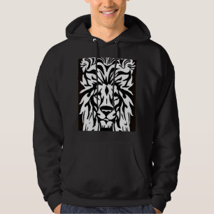 Leeuwenkop, zwarte en witte etsen hoodie