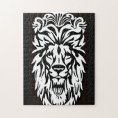 Leeuwenkop, zwarte en witte etsen legpuzzel (Verticaal)