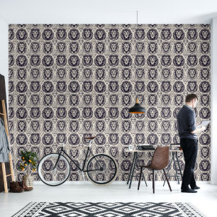 Leeuwenkoppen en geometrische vormen behang
