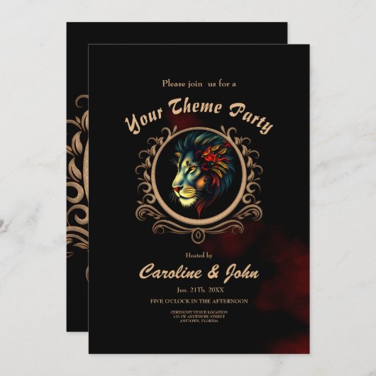 Leeuwenkopportret in Mandala Lijst Kaart (Voorkant / Achterkant)