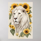 Leeuwenkunst, Zonnebloemen & Wildlife Safari Witte Poster (Voorkant)