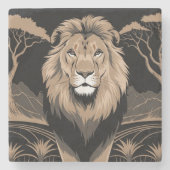  Leeuwenportret Stenen Onderzetter (Voorkant)