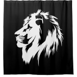 Leeuwenportret (wit) douchegordijn