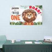 Leeuwensafari Wild One Kinderverjaardag Spandoek (Beurs)