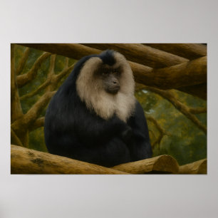 Leeuwenstaartmakaak in bosreservaat poster