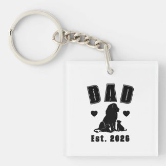 Leeuwenwel Silhouet Nieuwe Vader Oprichtingsjaar Sleutelhanger