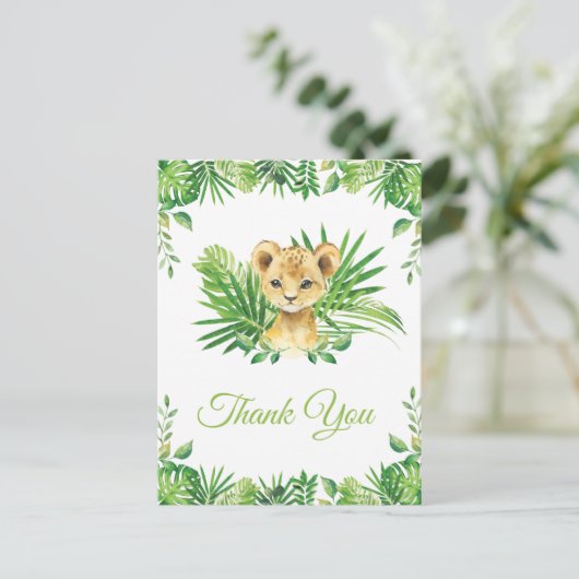 Leeuwenwelp Tropisch groen Verjaardag Dank u Briefkaart (Staand voorkant)