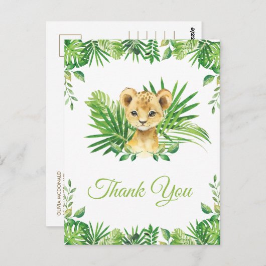 Leeuwenwelp Tropisch groen Verjaardag Dank u Briefkaart (Voorkant / Achterkant)