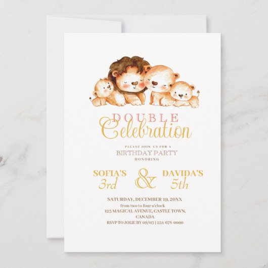 Leeuwenwelpen Foto Dubbele Verjaardag Feest Kaart (Voorkant)