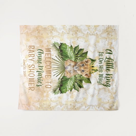 Leeuwenwelpje Een Koning Komt Op Weg Baby Shower Wandkleed (Voorkant (horizontaal))