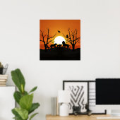 Leeuwfamilie in het zonsondergang in Afrika Poster (Thuiskantoor)