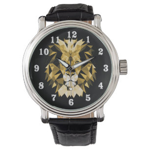 Leeuwhoofd Witte cijfers Horloge