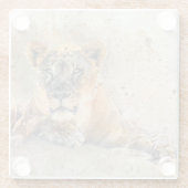 Leeuwin Gezicht Waterverf Oerwoud Dier Glazen Onderzetter (Achterkant)