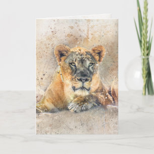 Leeuwin Jungle Safari Kunstwerk Alle Gelegenheden Feestdagen Kaart