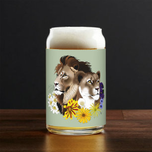 Leeuwin Leeuw Bloem Groen  Blikvorm Glas