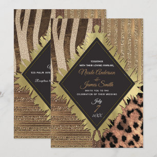 Leeuwin Safari Chic Jungle Glam Moderne Trouwdag Kaart