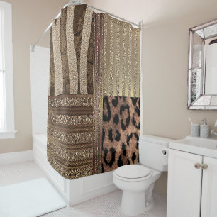 Leeuwin Safari Chic Jungle Goud Modern Glans Douchegordijn