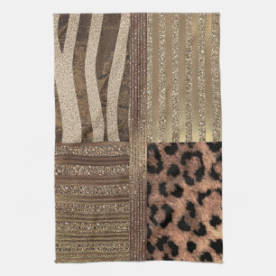 Leeuwin Safari Chic Jungle Goud Modern Glans Theedoek
