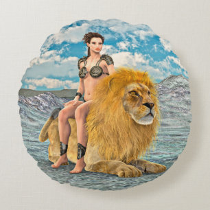 Leeuwinnekasfantasie Rond Kussen