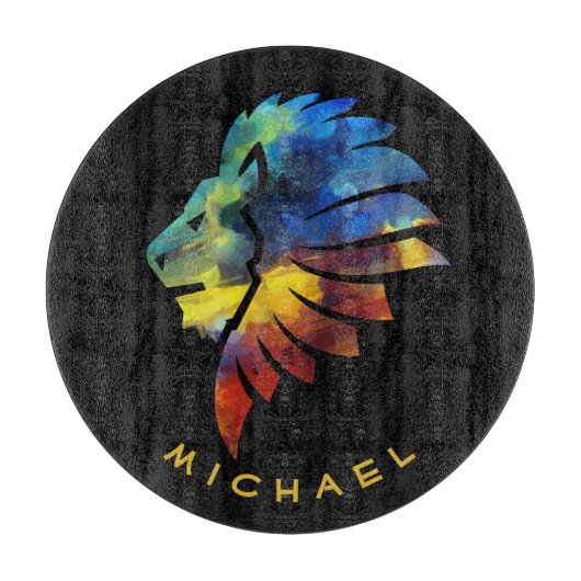 Leeuwse abstracte kunst Kroon voor mannen Snijplank (Voorkant)