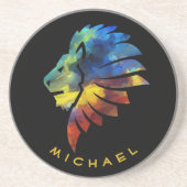 Leeuwse abstracte kunst Kroon voor mannen Zandsteen Onderzetter (Voorkant)