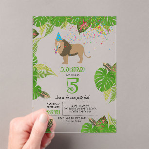 Leeuwse Oerwoud die op zaterdag partij is Acryl Uitnodigingen