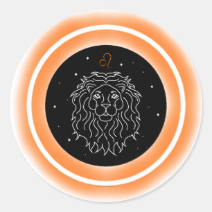 Leeuwsymbool – Minimaal Astrologie Embleem Ronde Sticker
