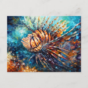 Leeuwvis in expressief olieverfschilderij van de o briefkaart