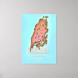 Lefkada Greece reisposter. Canvas Afdruk