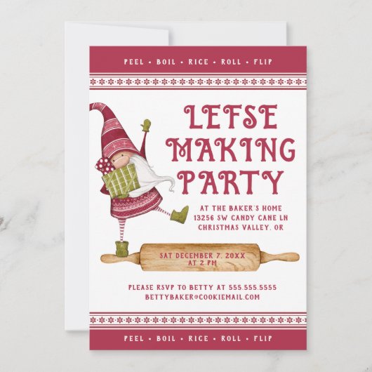 Lefse Making Party Party Uitnodiging (Voorkant)
