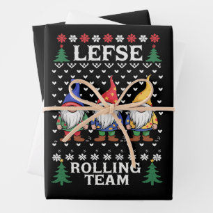 Lefse Rollend Team Kerst Bakken Gnome Kerstmis Inpakpapier Vel