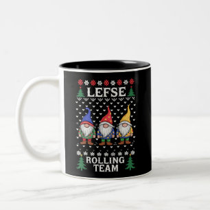 Lefse Rollend Team Kerst Bakken Gnome Kerstmis Tweekleurige Koffiemok
